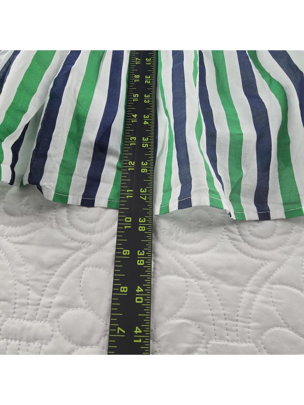 J.Crew Green Blue White Ruffle Striped Summer Sundress Tie Front Size XS - Picture 6 of 9